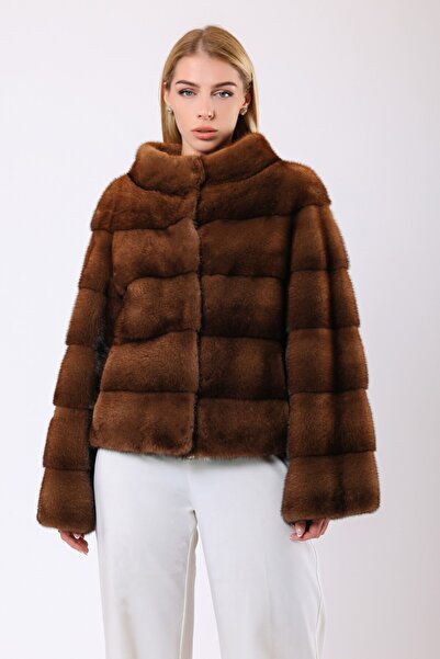 Leather Club Naturel Kahve Carla Vizon Kürk Kaban