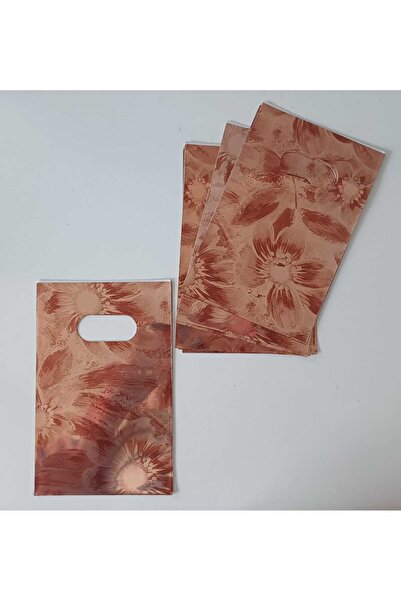 shop Brown Flower Patterned Handbag Gift 10X15 (25 Pieces)