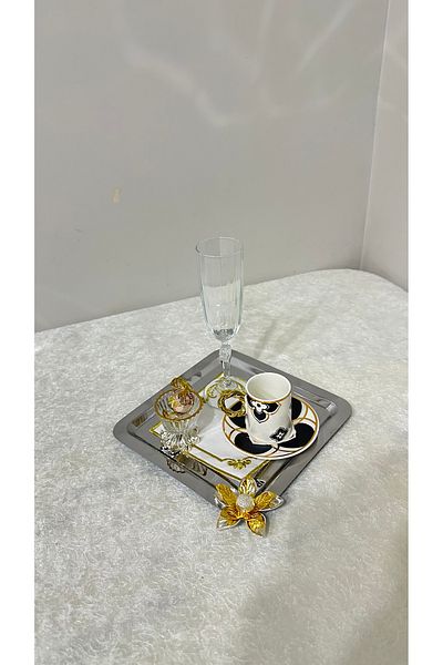 USD HOME Δίσκος σερβιρίσματος 6 τεμαχίων Steel Magnolia Flower Steel Coffee Presentation