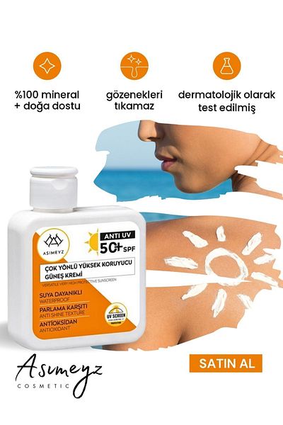 Asimeyz Spf 50 Sun Cream 100 ml – High Protection, Anti-Uv, Skin Protective Formula