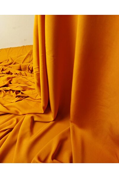 Kumaş Parça نسيج فيسكوز باللون البرتقالي الخردلي (العرض 140 سم × الطول 350 سم)