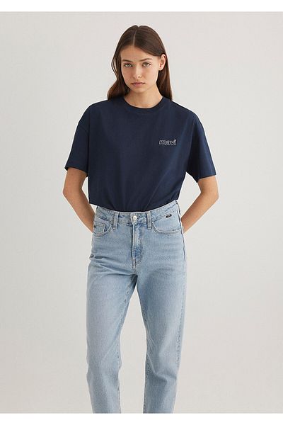 Mavi Marineblaues T-Shirt mit Logo-Aufdruck, lockere Passform / lockere, entspannte Passform1611309-70490