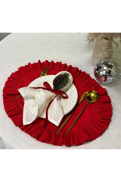 Hobizer Sevgililer Günü Kırmızı Supla Fırfırlı Amerikan Servisi 40x40cm