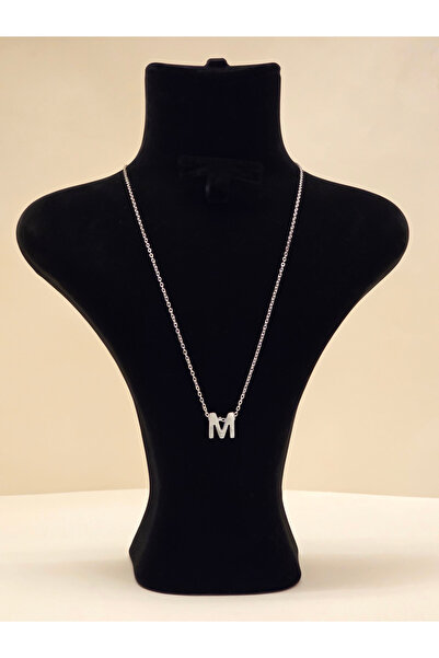 Sense Jewelry Minimal Harf - Gümüş Renkli Çelik Kolye - M
