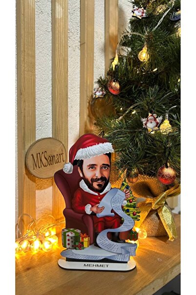 MK Sanart Kişiye Özel Yeni Yıl Karikatür Tasarımlı Erkek Biblo