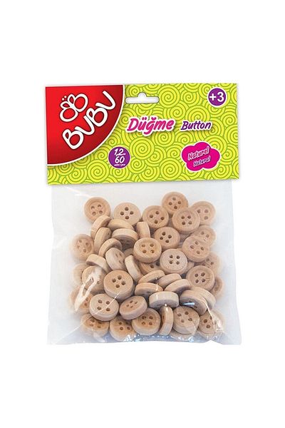 Bubu Natural Bu-Bu Button 1.2Cm/2.5Cm - Pack of 60