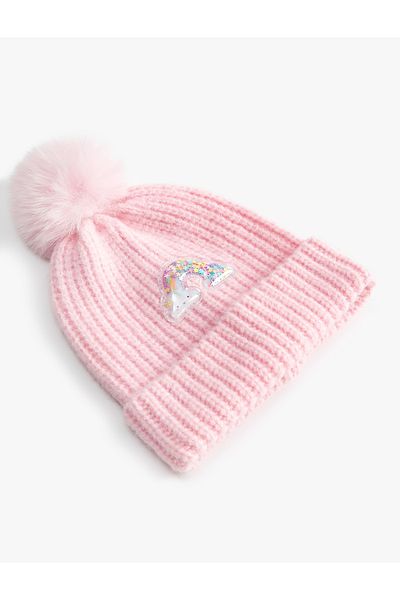 Koton Beanie with Rainbow Applique - Pompom Design
