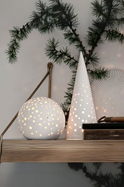 LALEZEN HOME SERAMİK AY IŞIĞI TOP & KONİK DEKORATİF ŞIK MUMLUK