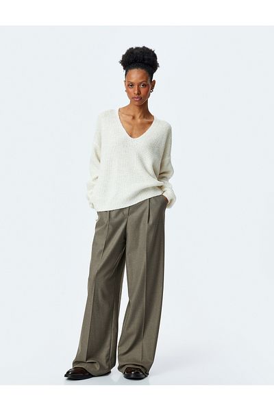 Koton V-Neck Long Sleeve Oversize Sweater