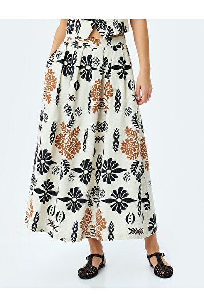 Koton Patterned High Waist Beige Women 5Sak70050Uw