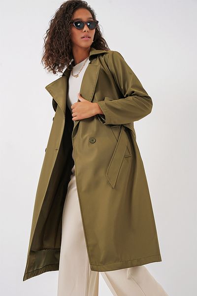 Bigdart 5918 Zweireihiger Trenchcoat mit Kragen – Khaki