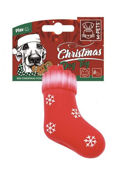 M-PETS Christmas Red Stocking Dog Toy 13cm
