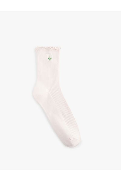Koton Floral Embroidered Cotton Blended Socks