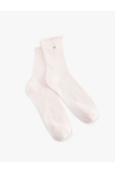 Koton Floral Embroidered Cotton Blended Socks