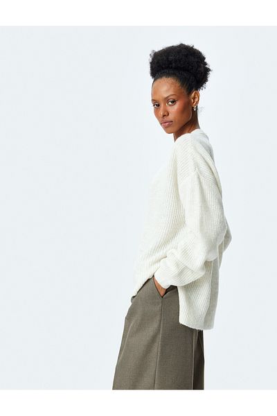 Koton V-Neck Long Sleeve Oversize Sweater