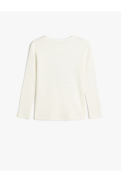 Koton Crew Neck Long Sleeve Cotton Printed T-Shirt