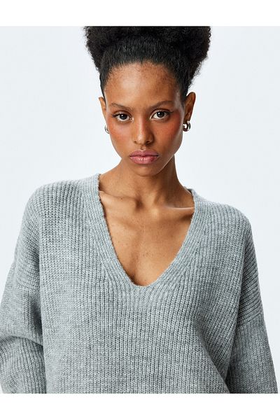 Koton V-Neck Long Sleeve Oversize Sweater