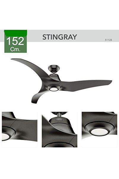 Hunter Fan Stingray Granit - 152 Cm. DC Motor Aydınlatmalı ve Uzaktan Kumandalı Tavan Vantilatörü