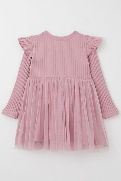 Breeze 1.5-5 Years Old Girl's Embroidered Long Sleeve Dress - Dried Rose
