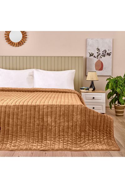 Evidea Soft Magro Double Bedspread - Beige - 200X230 cm