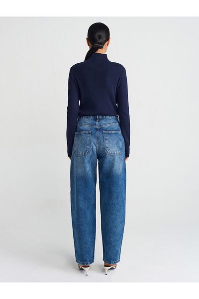 Dilvin 71756 Model - Baloon Cut Denim Trousers, Tint Color