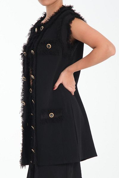 trikobis Long Knitwear Vest - Tape Detailed, Special Design
