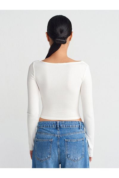 Dilvin 31507 Long Sleeve Top-Ecru