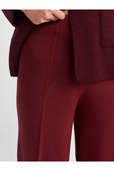 Dilvin 70167 Burgundy Knitwear Pants - Elastic Waist, M. Cut