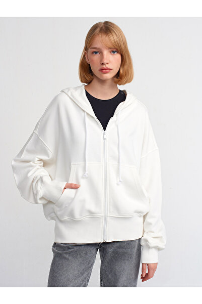 Dilvin 40127 Oversize Wash Effect Sweatshirt-ecru