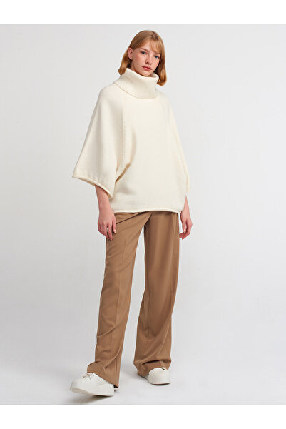 Dilvin 10313 Turtleneck Ecru Kimono Sweater
