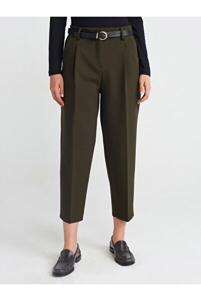 Dilvin 71533 Kemerli Havuç Fit Pantolon-Haki