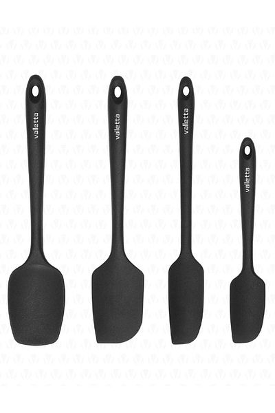 STOREMAX Jvnnshop Osteris Heat Resistant Fireproof Non-Stick Silicone Spatula Set 4 Pieces Black 646268