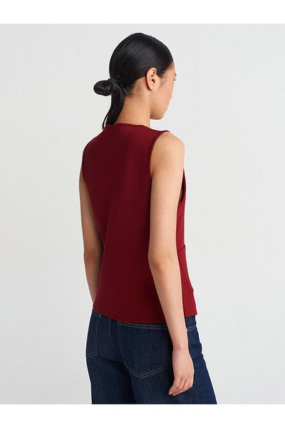 Dilvin 60294 Women's Crew Neck Buttoned Knitwear Vest