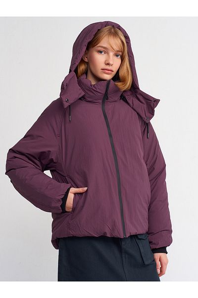 Dilvin 60323 Hooded Puffer Coat-Maroon