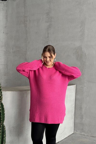 Stil Diva Plus Size Long Sleeve Crew Neck Slim Knitwear Sweater 302140
