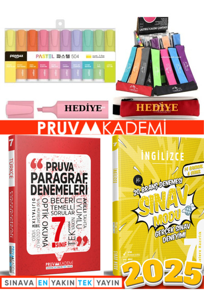 Pruva Akademi 7. SINIF PARAGRAF DENEMELERİ + 7. SINIF İNGİLİZCE BRANŞ DENEMES...