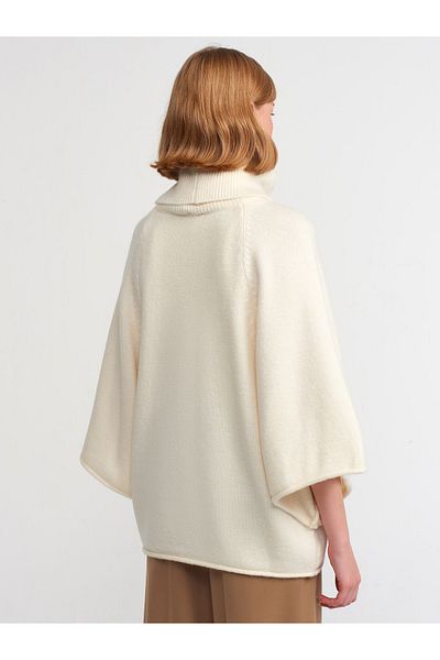 Dilvin 10313 Turtleneck Ecru Kimono Sweater
