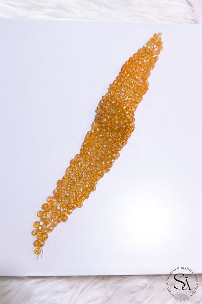 SimgeAksesuar Fashionable and Elegant Engagement and Henna Accessory with Yellow Crystal Stone