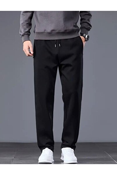 FİTGO Erkek Siyah Büyük Beden Battal Boy Eşofman Altı