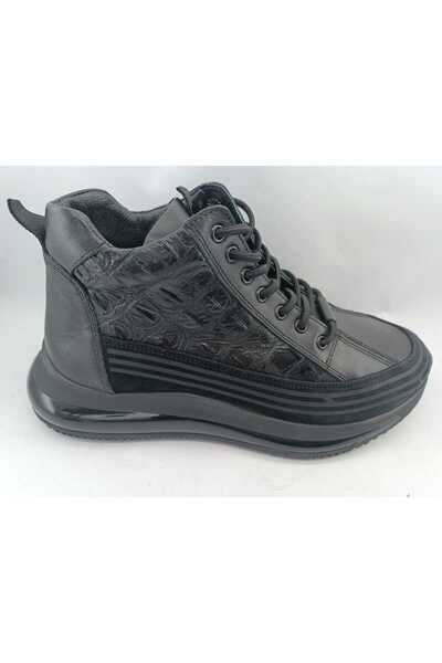 Luiz Paulo siyah hakiki deri ithal taban erkek yarım bot