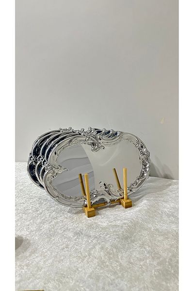 USD HOME Δίσκος σερβιρίσματος καφέ από ατσάλι artnova με κεντημένο δαντέλα 2 τεμαχίων