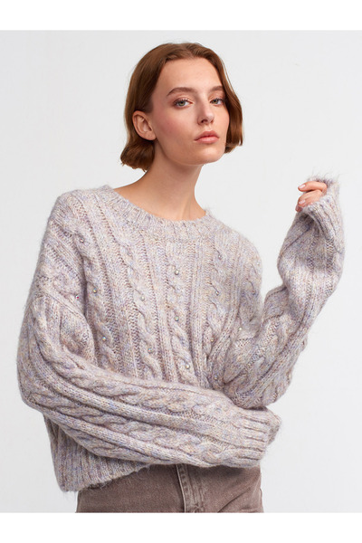 Dilvin 10445 Silvery Front Stone Shooting Πουλόβερ-Multi