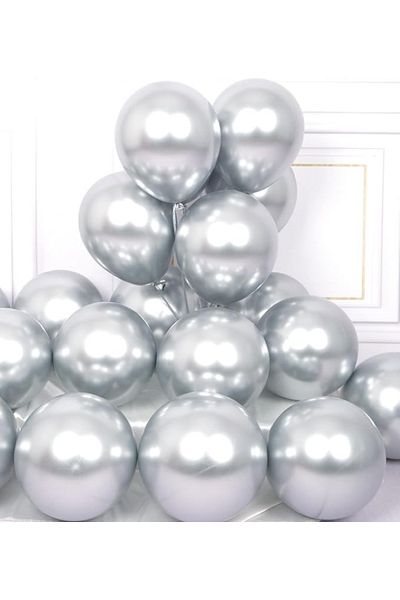BALON DİYARI 12Inc Big Size Mirrored Chrome Balloon High Quality 20Pcs
