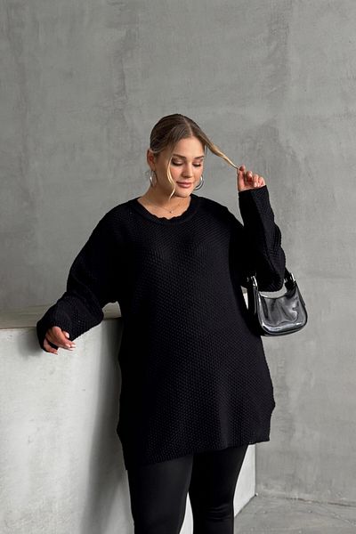 Stil Diva Plus Size Long Sleeve Crew Neck Slim Knitwear Sweater 302141