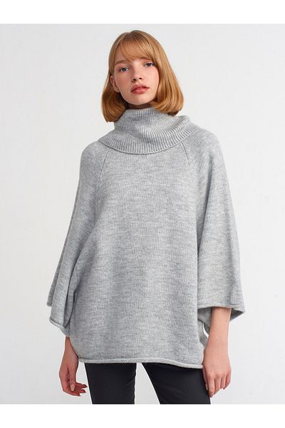 Dilvin 10313 Pulover kimono cu guler rotic-gri
