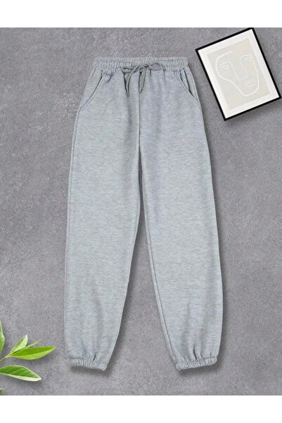 FİTGO Γκρι Unisex Φούτερ με ελαστικά πόδια μεγάλου μεγέθους