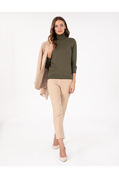 Pierre Cardin Khaki Slim Fit Turtleneck Basic Sweater 50300786 -Vr027