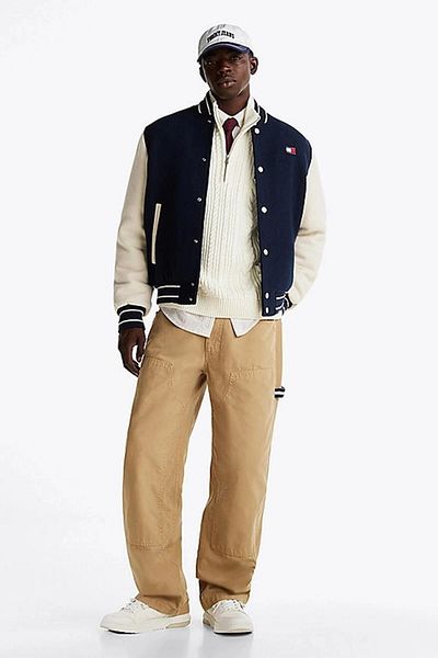 Tommy Hilfiger Férfi sötétkék kényelmes gyapjúkabát