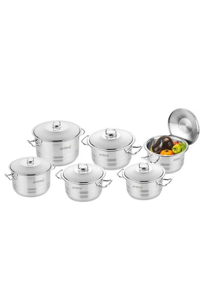 drobina pots set, 12 pieces, Turkish stainless steel