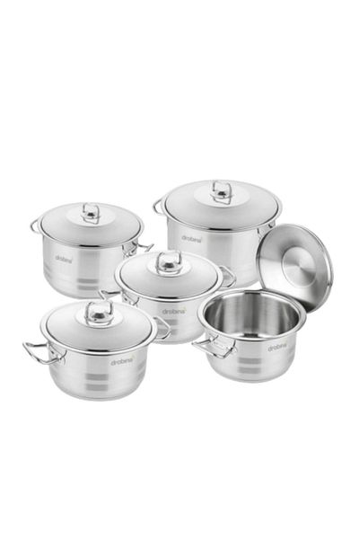 drobina pots set, 10 pieces, Turkish stainless steel
